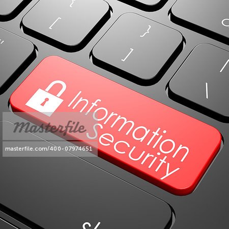 Information security keyboard image with hi-res rendered artwork that could be used for any graphic design.