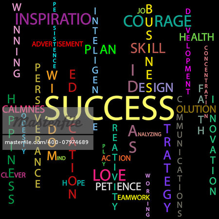 An illustration of the word success as background.