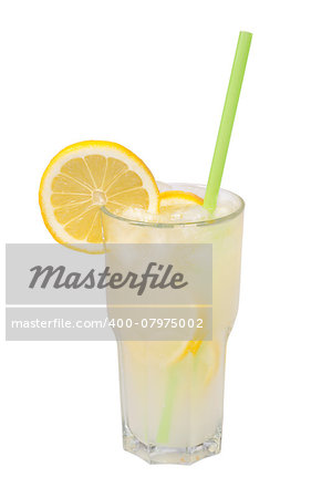 Popular cooling drink lemonade in a tall glass isolated