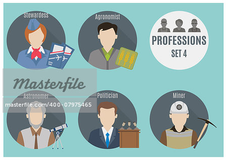 Profession people. Set 4. Flat style icons in circles