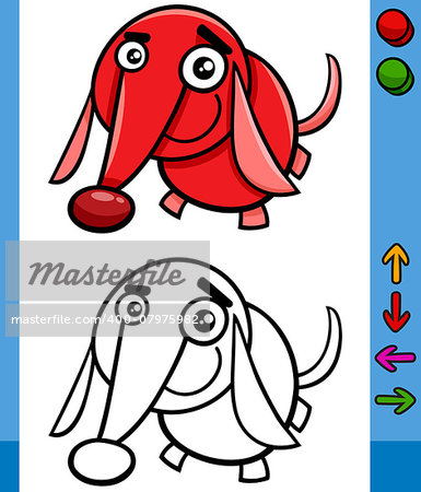 Cartoon Illustration of Funny Dog Animal Character with Buttons for Application or Video Game