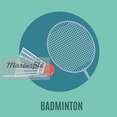 Badminton. Racket And Ball Flat Icon, EPS 8
