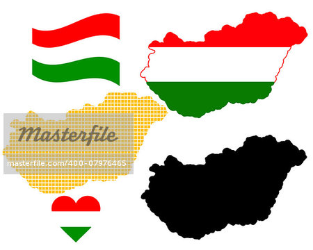 map of Hungary in different colors on a white background
