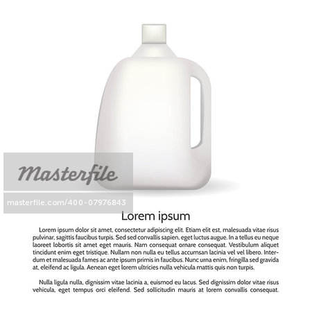 White blank plastic bottle for detergent or some other cleaning product. Isolated vector illustration on white background with text.