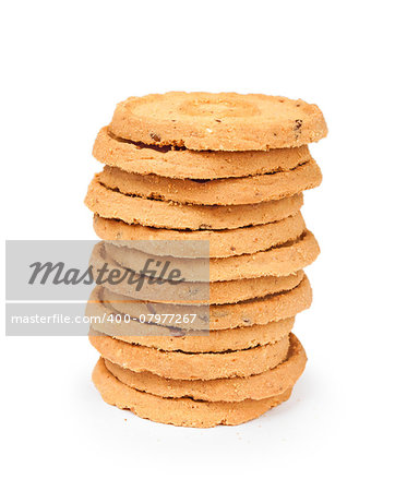 stack of cookies with nuts on a white background