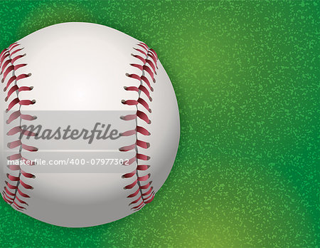 A baseball on a realistic textured grass turf illustration. Vector EPS 10 available. EPS file contains transparencies.