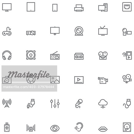 Set of the simple Multimedia related glyphs