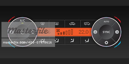 Digital air condition dashboard design with dual ac and orange lcd