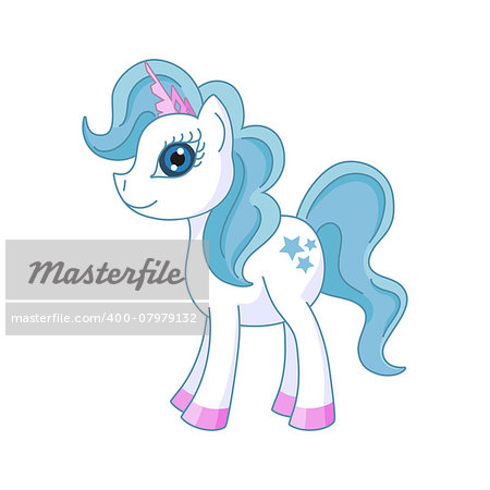 Vector illustration of cute horse princess, royal pony with a magnificent mane and tail