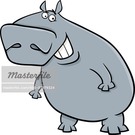 Cartoon Illustration of Funny Hippopotamus Wild Animal