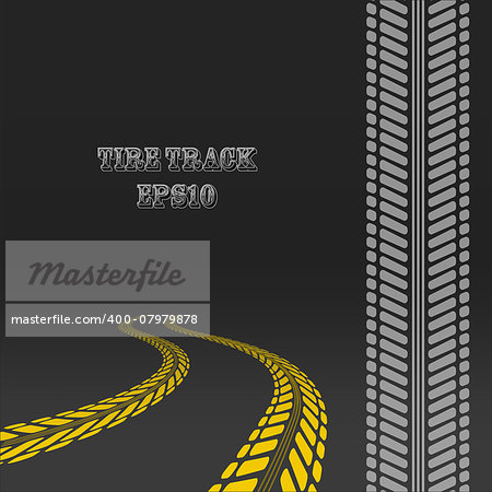 Tire track. Tire track with perspective and template for tire brush.