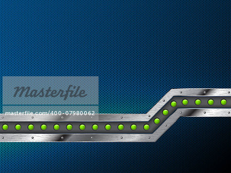 Abstract technology background design with grunge metallic bar and green leds