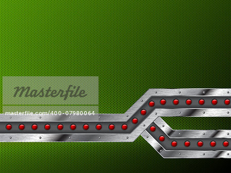 Abstract industrial background design with grunge metallic bar and red leds