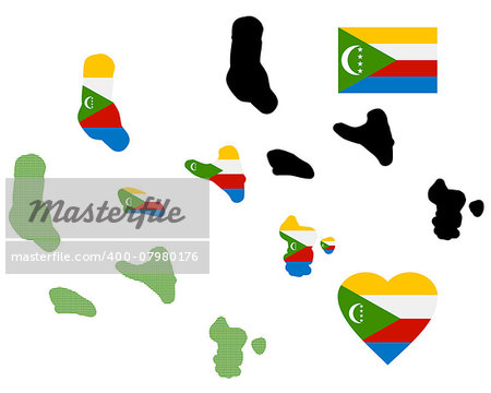 map Comoros different types and symbols on a white background