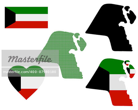 Map of Kuwait different types and symbols on a white background