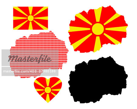 map of Macedonia and the different types of characters on a white background