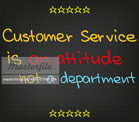 Customer service approach to business. Sketched words and signs.