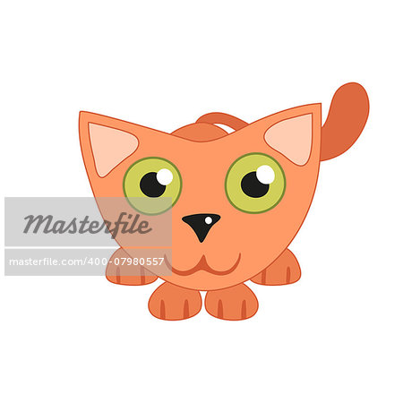 Cute cat lying and hunting, vector illustration of red funny kitty