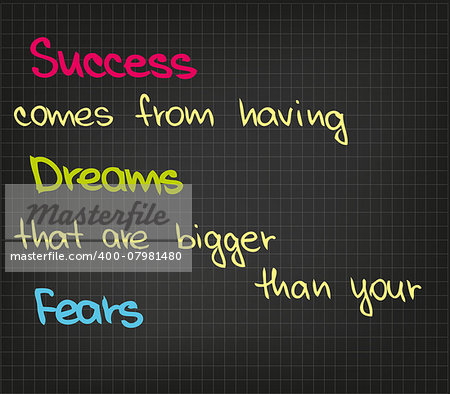 Sketch words of success dreams and fears