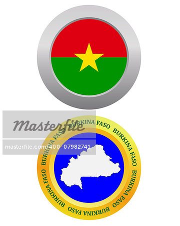 button as a symbol BURKINA FASO flag and map on a white background