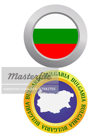 button as a symbol of Bulgarian flag and map on a white background