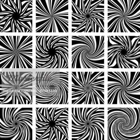 Rotation und twisting movement. Abstract design elements set. Vector art.