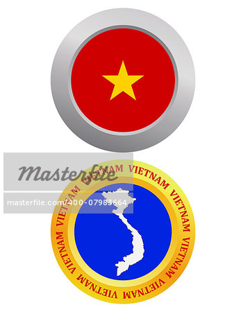 button as a symbol VIETNAM flag and map on a white background