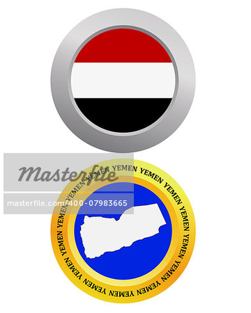 button as a symbol YEMEN flag and map on a white background