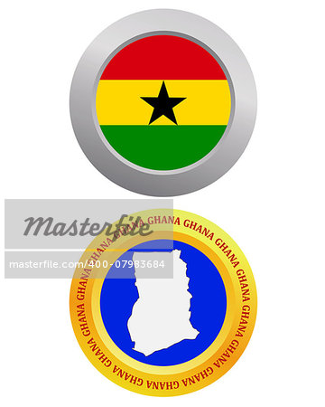 button as a symbol GHANA flag and map on a white background