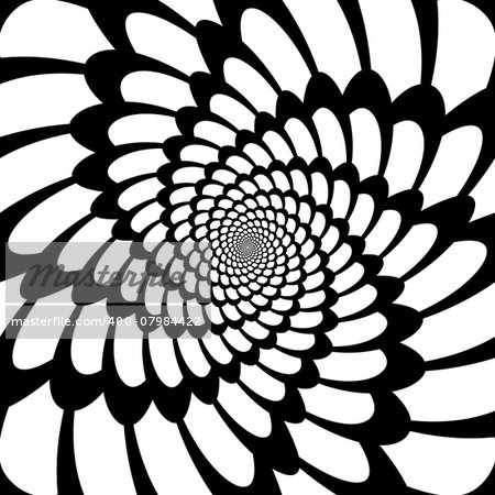 Design monochrome movement illusion background. Abstract whirl distortion backdrop. Vector-art illustration