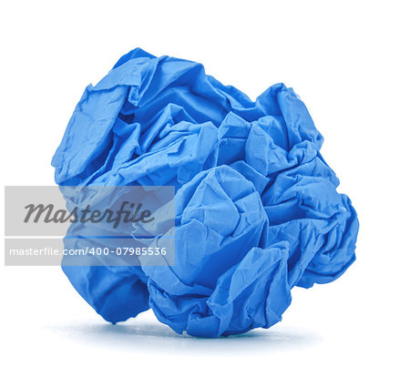 dark blue ball crumpled paper on a white background