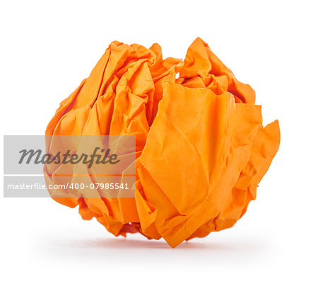 crumpled paper in the form of fire isolated on white background