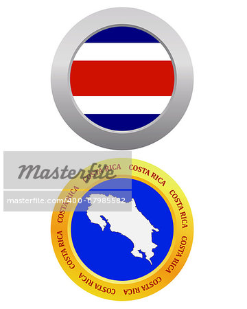 button as a symbol COSTA RICA flag and map on a white background
