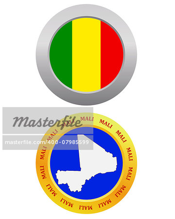button as a symbol MALI flag and map on a white background