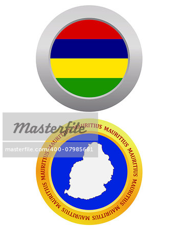 button as a symbol MAURITIUS flag and map on a white background