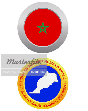 button as a symbol MOROCCO flag and map on a white background