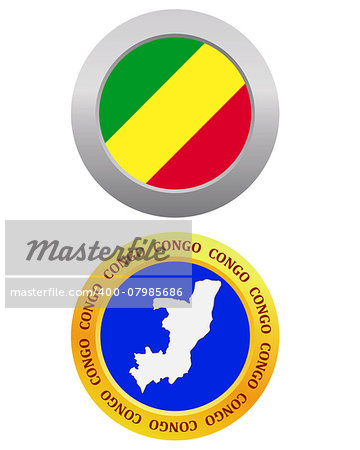 button as a symbol  CONGO flag and map on a white background