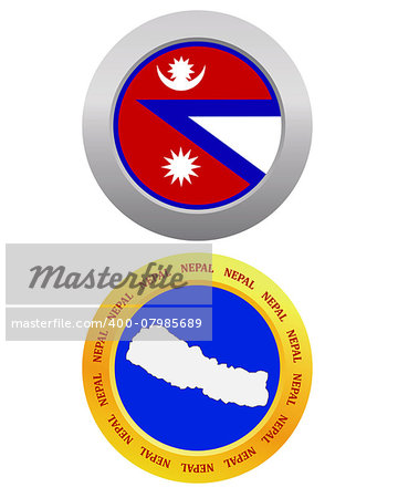 button as a symbol  NEPAL flag and map on a white background