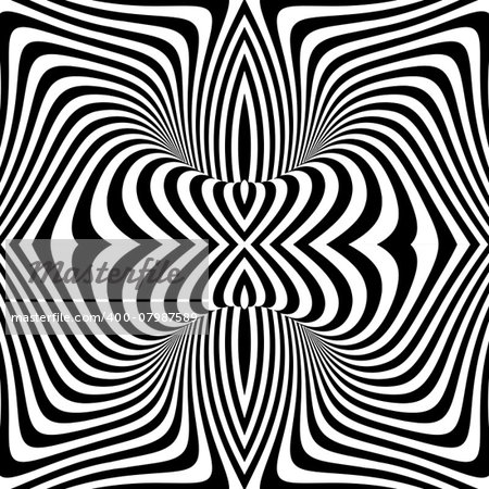 Design monochrome vortex movement illusion background. Abstract stripe torsion texture. Vector-art illustration