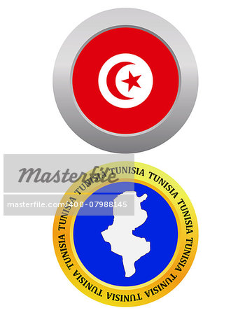button as a symbol TUNISIA flag and map on a white background