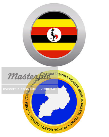 button as a symbol UGANDA flag and map on a white background