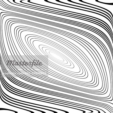 Design monochrome whirl ellipse movement background. Abstract stripy warped twisted backdrop. Vector-art illustration. No gradient