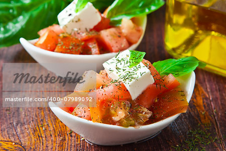 tomato salad with fetta cheese and olive oil