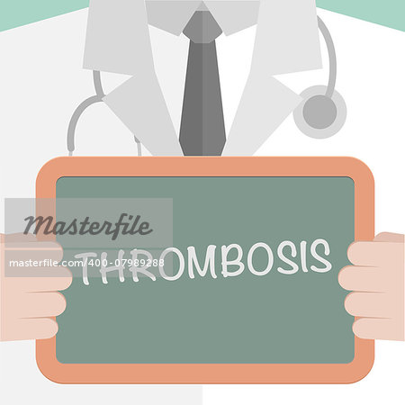 minimalistic illustration of a doctor holding a blackboard with Thrombosis text, eps10 vector