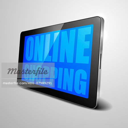 detailed illustration of a tablet computer device with Online Shopping text, eps10 vector