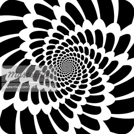 Design monochrome movement illusion background. Abstract whirl distortion backdrop. Vector-art illustration