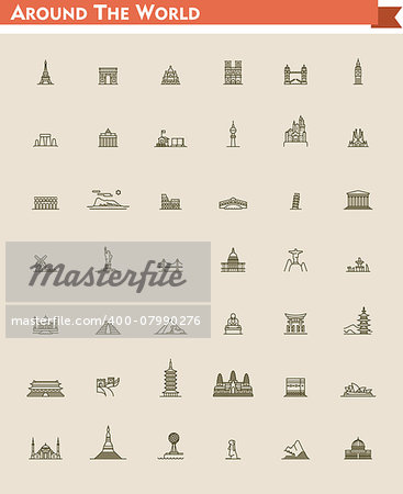 Set of the global landmarks and travel destinations