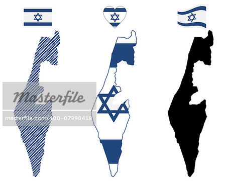 map and flag of Israel symbol on a white background