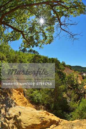 Ocher Breakage with Sun in Summer, Colorado Provencal, Rustrel, Provence, Vaucluse, France