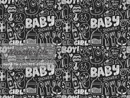doodle baby seamless pattern background